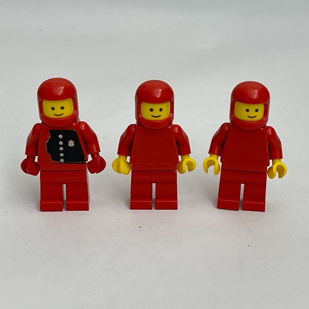 Vintage Lego Red Minifigs Figures Replacement Parts Pieces Lot of 3